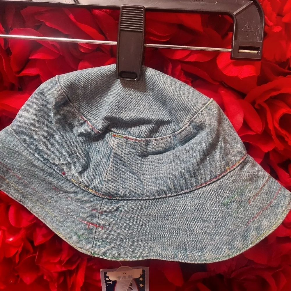 👶Koala Kids NWT 👶 0-3 MONTH Jean Hat with Teddy Bear Decoration
